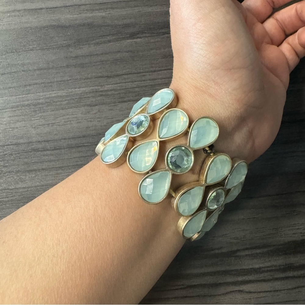 One size Jewel Light Blue Green Cuff